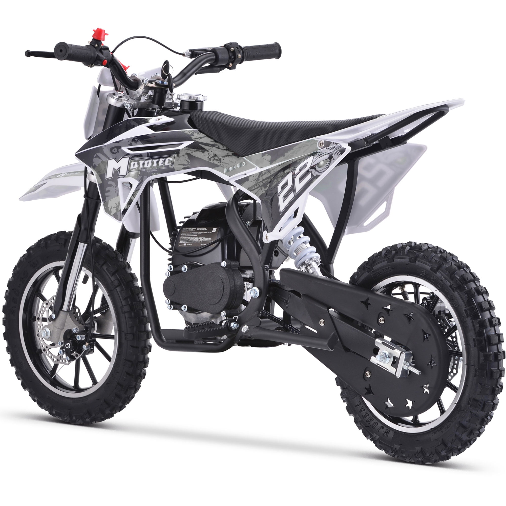 MotoTec 40cc Demon Kids Gas Dirt Bike 4-Stroke Motorcycle Pit Bike White