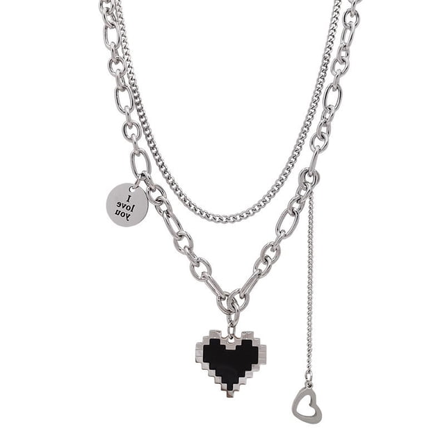 Collar de cadena de corazón grueso para mujer – Declaración de moda adolescente chica Cool Punk gota colgante gargantilla joyería regalo