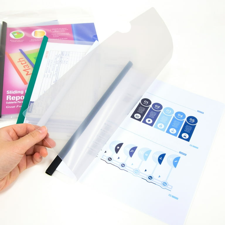 BAZIC Clear Front Report Covers, Sliding Bar, Letter Size Plastic