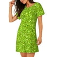 thumbnail image 2 of Pofeuu Lime green glitter Print Women's Loose Fit Short Sleeve Nightgown, Comfortable Sleep Dress for Women, Casual Lounge Sleepwear, Soft Cotton Sleep Dress, 2 of 6