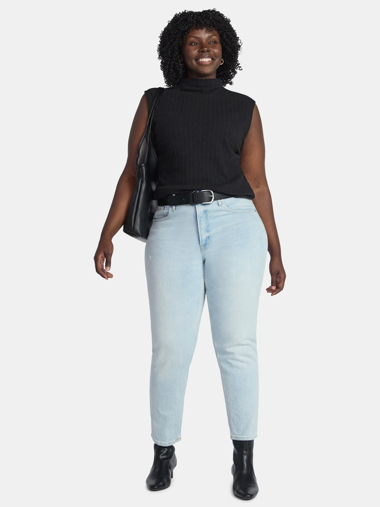 Terra & Sky Women's Plus Pointelle Sleeveless Mockneck Top, Sizes 0X-5X