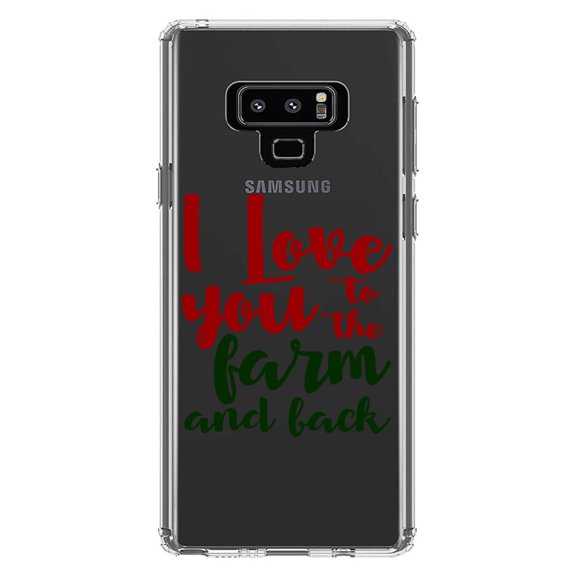 DistinctInk Clear Shockproof Hybrid Case for Samsung Galaxy Note 9 - TPU Bumper Acrylic Back Tempered Glass Screen Protector - I Love You To The Farm And Back