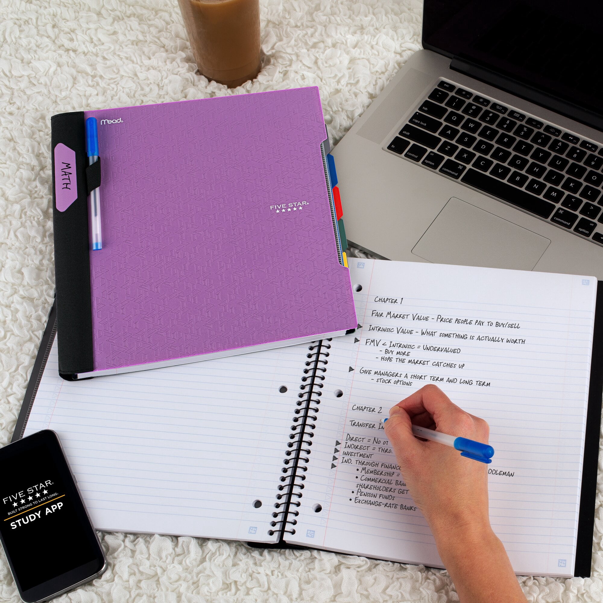 Five Star Advance Spiral Notebook + Study App, 5 Subject, College Ruled, 8.5" x 11"