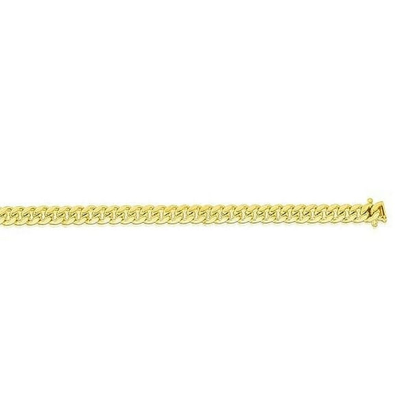 JewelStop 10K Yellow Gold 5mm 8in Semi-Solid Miami Cuban Chain with Polished Finish and Box Clasp