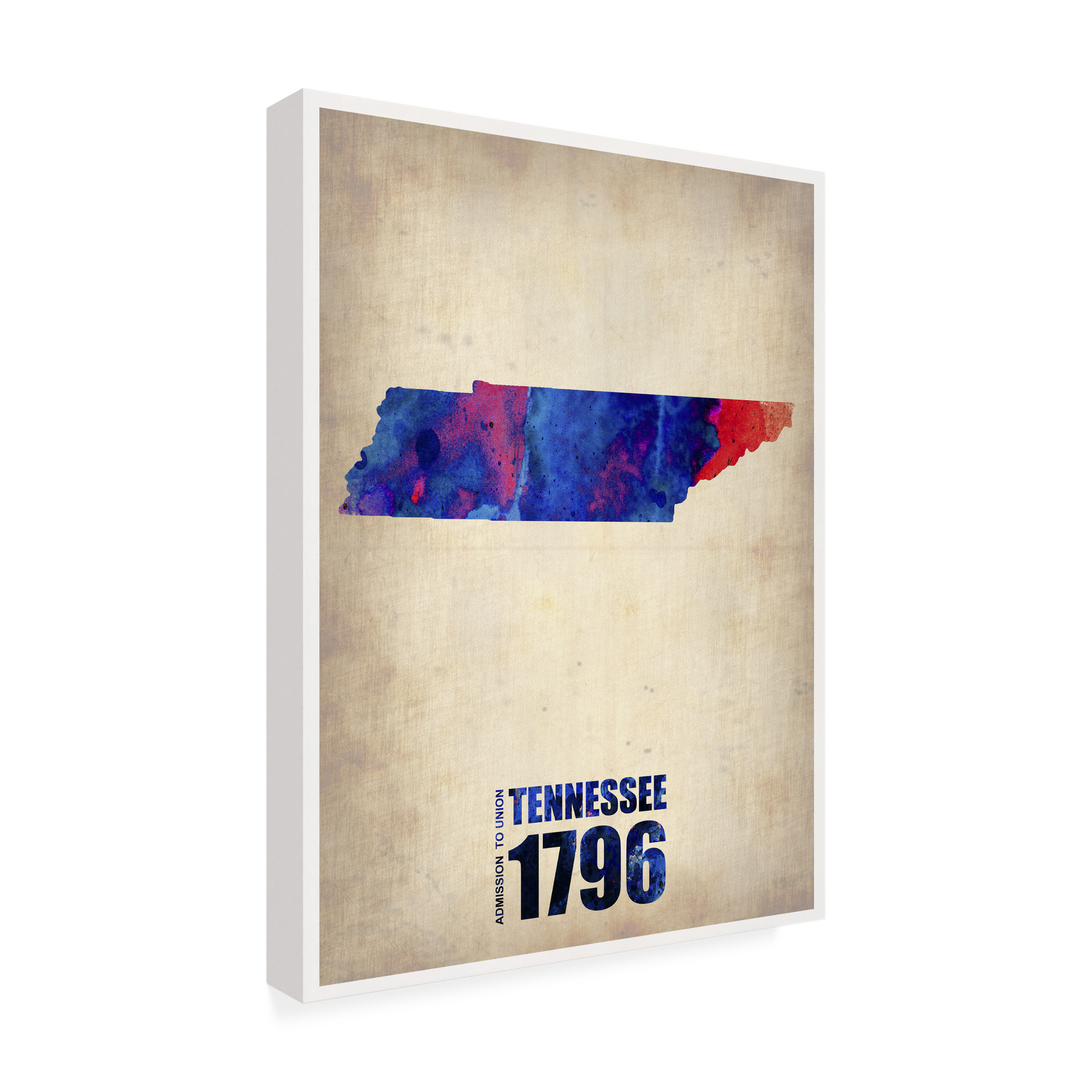Trademark Fine Art Naxart Tennessee Watercolor Map Canvas Wall Art - 35x47