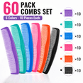 thumbnail image 2 of OPALESQUE 60 Pack Pocket Combs, Fine and Wide Tooth Plastic Hair Combs, Lightweight Combs for Daily Styling, Travel, Purse, Salon and Home Use, 6 Colors, 2 of 7