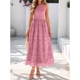 thumbnail image 5 of Jaimenalin Women'S Summer Dresses Sleeveless Crewneck A-Line Boho Lace Eyelet Tank Maxi Dress with Pockets Blush Color M, 5 of 9