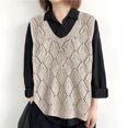 thumbnail image 2 of Wyobmus Womens Sweater Vest Spring Fall Crochet Hollow Out Knitted Pullover Tops Sleeveless Sweaters Tank Tops Beach Cover Ups A-Beige, 2 of 6