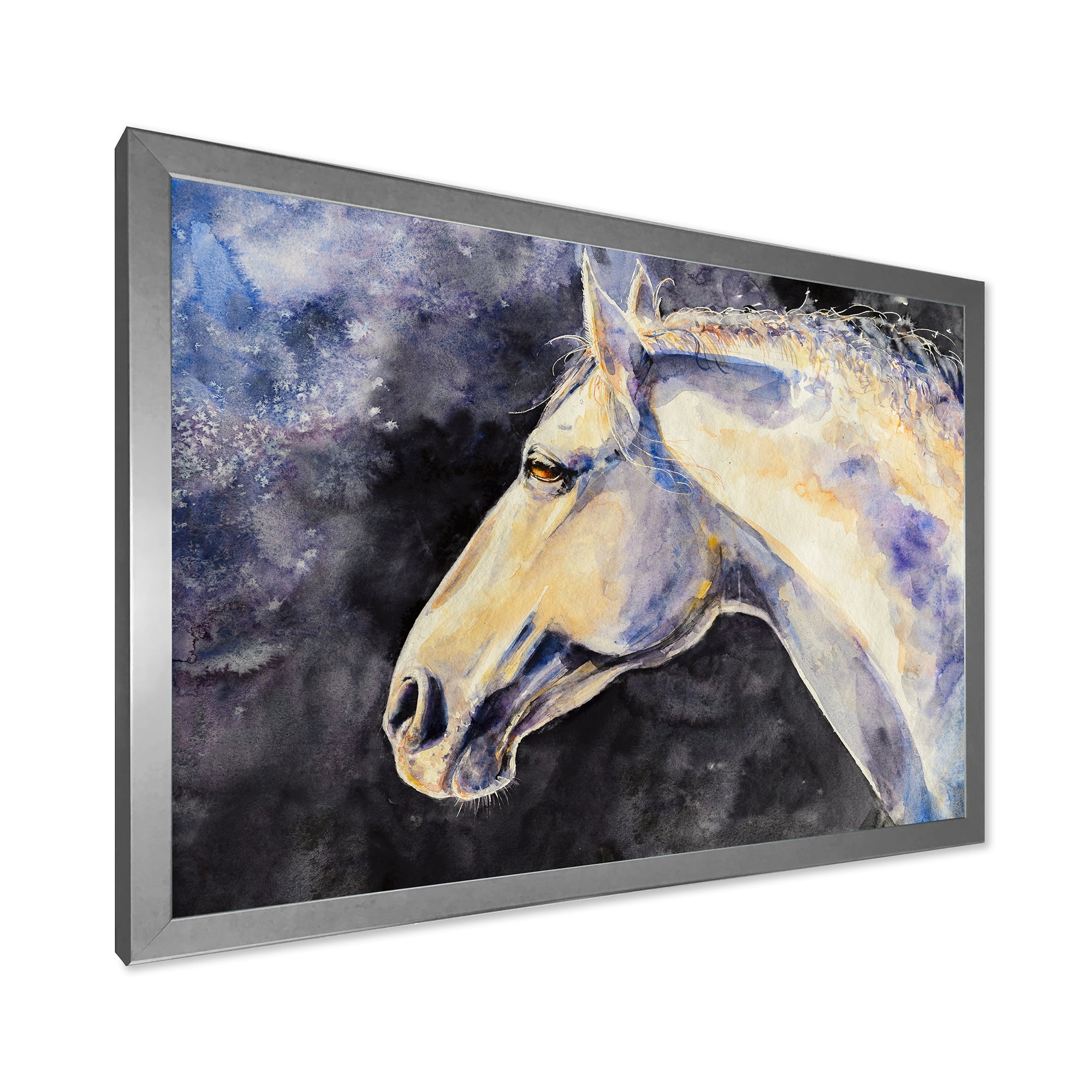 Designart 'Close Up Of The Head of A Lipizzan Horse' Farmhouse Framed Art Print