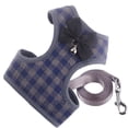 thumbnail image 2 of Feelers Pet Cat Dog Harness and Leash for Walking, Soft Adjustable Vest Harnesses, Grid, Blue, 2 of 5
