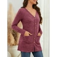 thumbnail image 5 of Fancyglim Women's Long Sleeve Cardigan Sweater Lightweight Button Down Brushed Knit Tops with Pockets Burgundy XL, 5 of 6