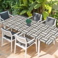 thumbnail image 2 of Vintage Lines Texture Table Cloths for 8 Foot Rectangle Tables, Minimalist Geometric Stripes Art Gray Patio Waterproof Elastic Fitted Tablecloths, Washable Rectangular Table Cover for Camping, 2 of 8