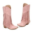 thumbnail image 6 of Dakaela Women's Fringe Western Boots Vintage Tassel Cowgirl Cowboy Boots Block Heel Pull on Knight Knee High Boots, 6 of 7