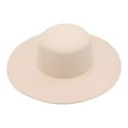 thumbnail image 2 of Women's Vintage Flat Top Wide Brim Hat Elegant Dressy Hat for Party Travel and Daily Wear Beige, 2 of 3