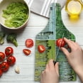 thumbnail image 3 of Landscape Cutting Board, Pathway in Woodland Birch Tree Jungle in the Fall Winter Spring Summer Season, Tempered Glass Cutting and Serving Board, Wine Bottle Shape, Green White, by Ambesonne, 3 of 5