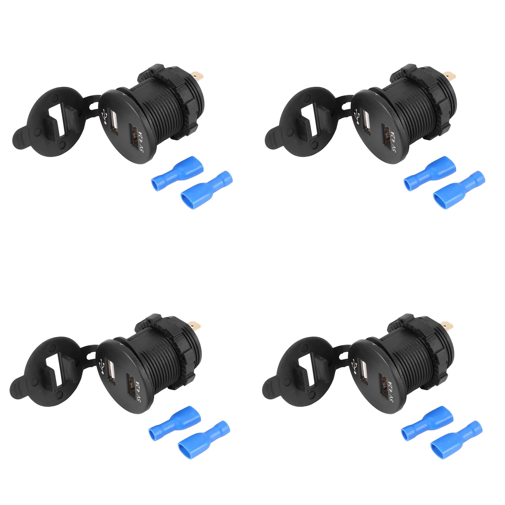 4X USB Car Socket 12V Car Charger 5V 4.2A Dual USB Car Charger Waterproof Car Adapter with LED Digital Voltmeter