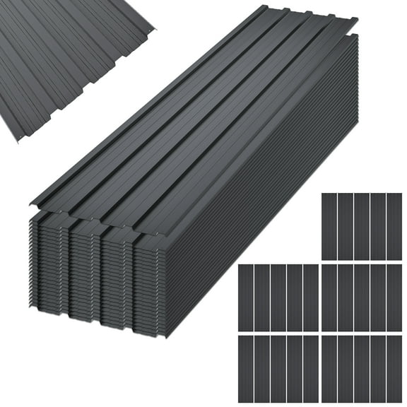 16.77 in. x 73.23 in. Black Galvanized Metal Roof Panels Hardware Roofing Sheets(25 Pieces)