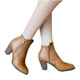 thumbnail image 5 of Fesfesfes Womens Boot Shoes Popularity Fashion Solid Color British Style Thick Heel Low Barrel Zipper 6(37), 5 of 8
