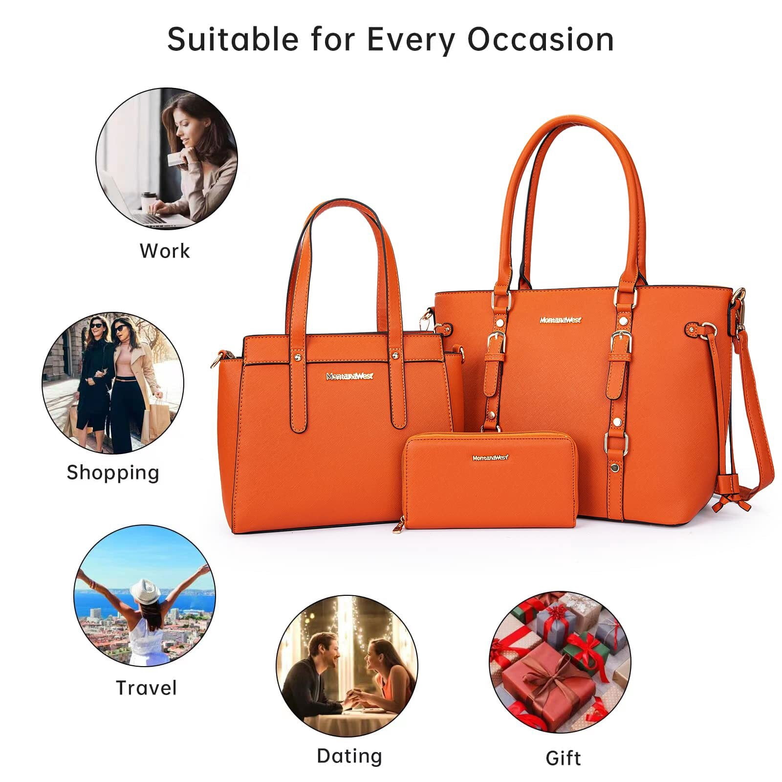 Montana West 3PCS Purses for Women Tote Bag and Wallet Set Shoulder Satchel Handbags