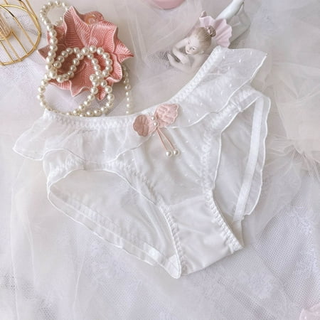Ladies  Transparent Mesh Underwear  Sexy Princess Style  Flying Girls  Briefs  Lightweight  Mesh Material  For Nightwear  Undergarments  Fashionable  Comfortable  Underclothing | White M | Sopatenor