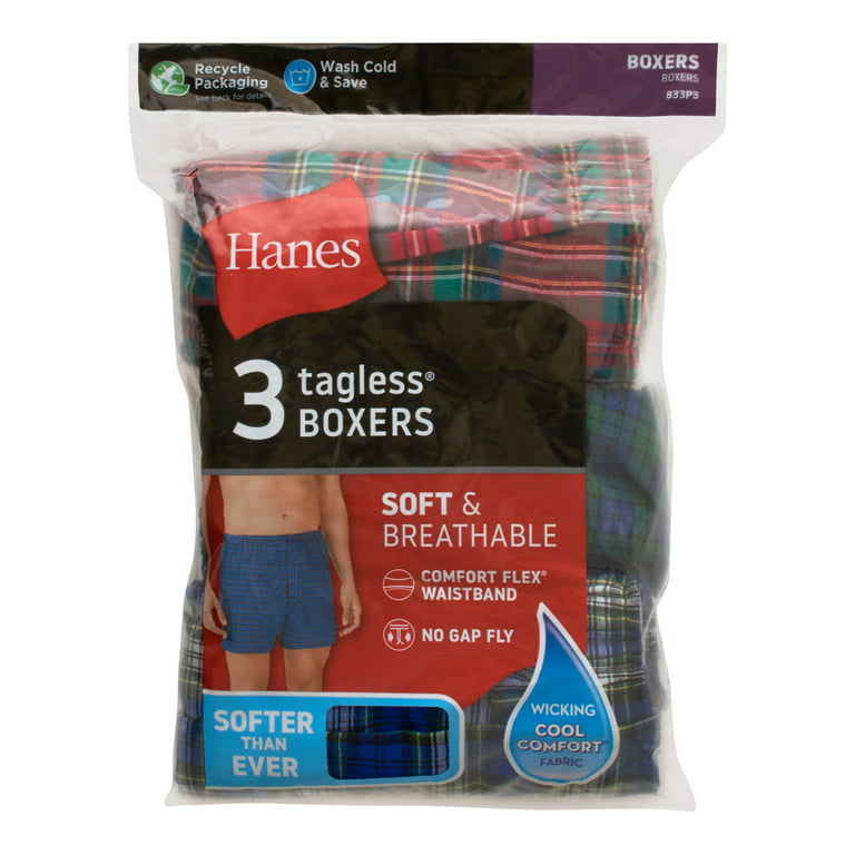 Hanes ComfortSoft Men's Boxers Pack, Moisture-Wicking Cotton Jersey, 6-Pack