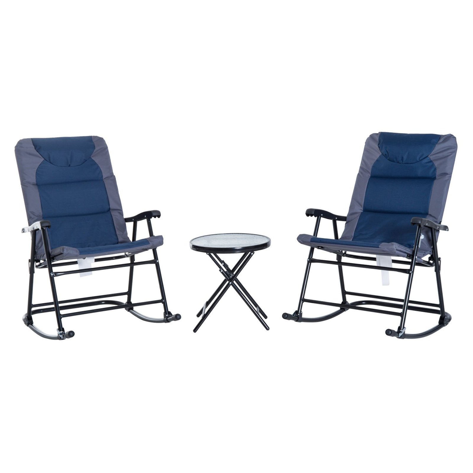 Outsunny 3 Piece Folding Outdoor Rocking Chair and Table Set - Walmart