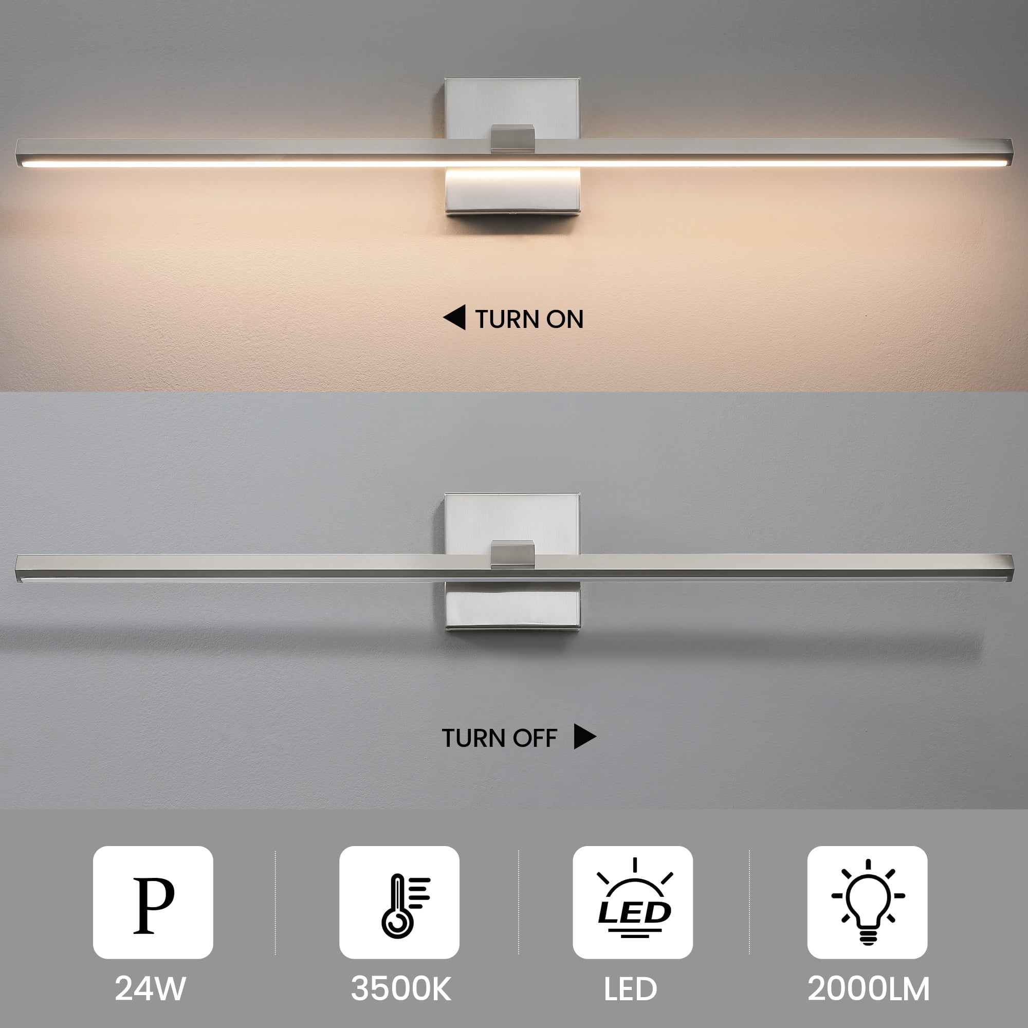 Modern Vanity Lighting Fixtures 32 Inch Bathroom Vanity Lights Over Mirror Wall Sconce for Bathroom Brushed Nickel Warm Lighting Bath Wall Sconce