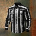 thumbnail image 3 of LEKWK Western Shirt for Men Vertical Striped Long Sleeve Button Down Top Cowboy Rodeo Ranch Style Slim Fit Distressed Look, 3 of 3