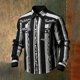 thumbnail image 1 of Ceisia Men's Loose Fit Vintage Vine Stripe Print Long Sleeve Cotton Shirt Black S Gifts, 1 of 3