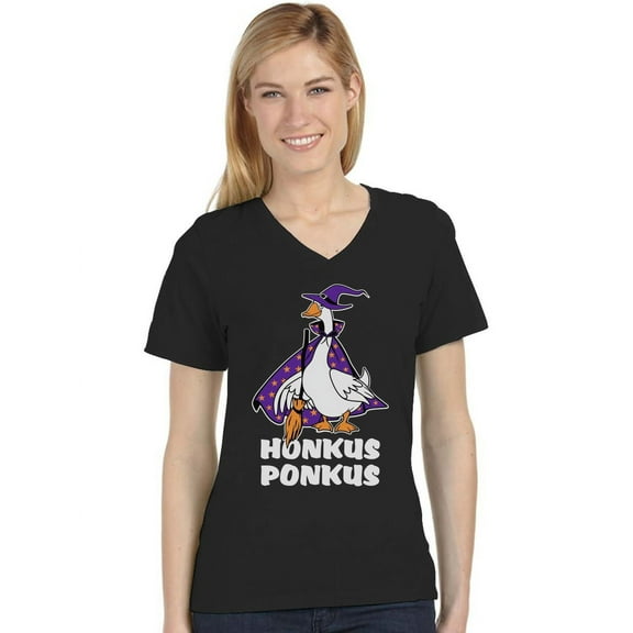 Tstars Honkus Ponkus Goose Shirt Funny Halloween Costume V-Neck Fitted Women T-Shirt Large Black