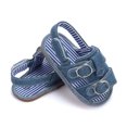 thumbnail image 2 of LNMQLPDBS Toddler Sandals Boys Girls Open Toe Denim Shoes with Striped First Walkers Non-Slip Soft Sole Sandals Summer Toddler Flat Sandals Outdoor Baby Sneakers Beach Unisex Baby Casual Sandals, 2 of 9