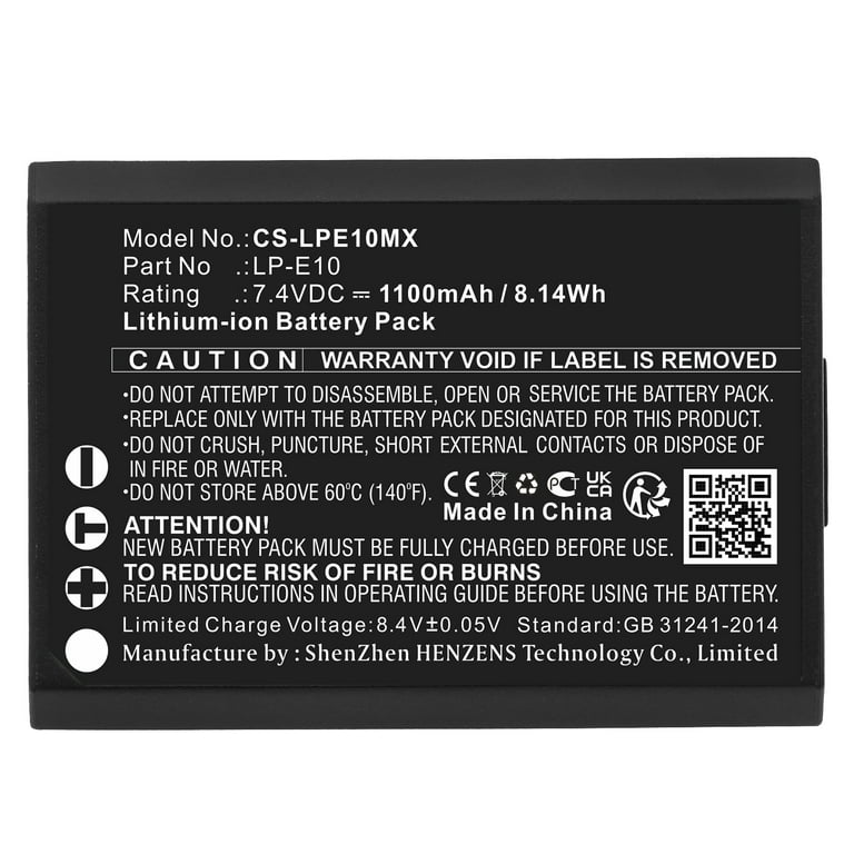 Replacement Battery for Canon DS126291,DS126491,DS126621,EOS 1100D