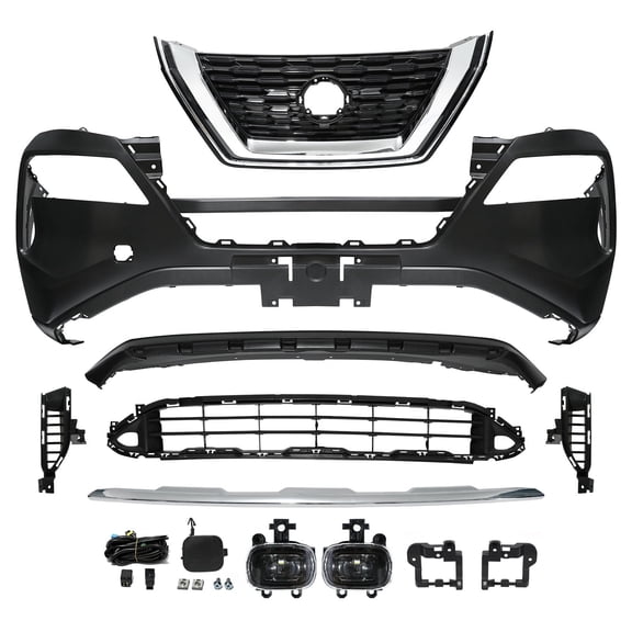 HOUGEET Front Bumper Cover Complete Grille Fog Light Fit for 2021-2023 Nissan Rogue 12 Pcs