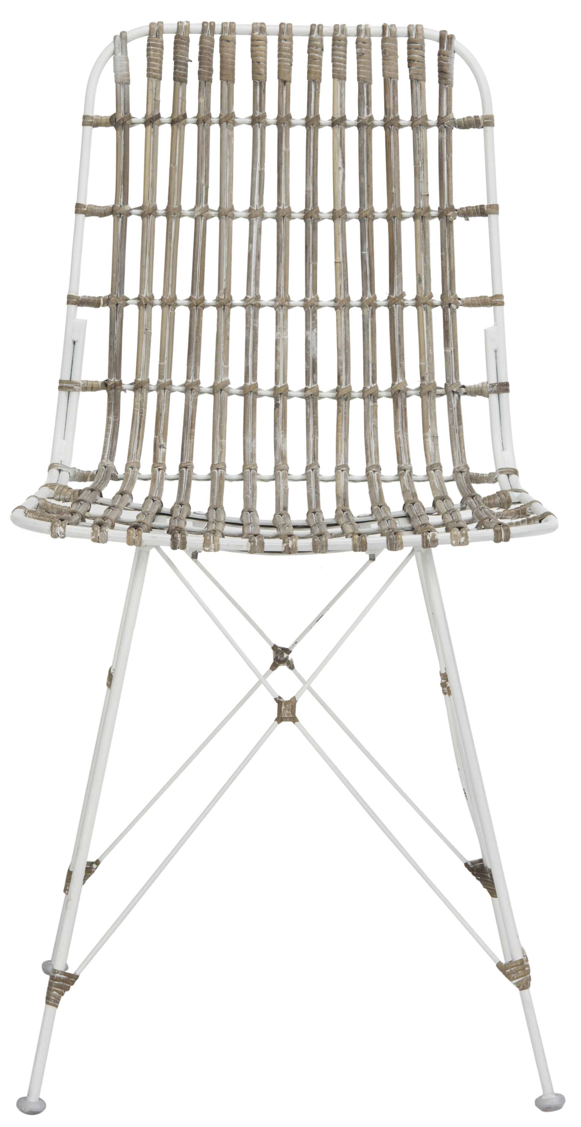 SAFAVIEH Minerva 19" High Wicker Dining Chair, White Wash, Set of 2