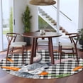thumbnail image 3 of Round Rug 5Ft Washable Non-Slip, Grey Bunny Easter Circle Area Rugs for Living Room Bedroom, Rabbits Spring Botanical Black White Plaid Indoor Floor Mats Carpet Runner for Home Decor Aesthetic, 3 of 8