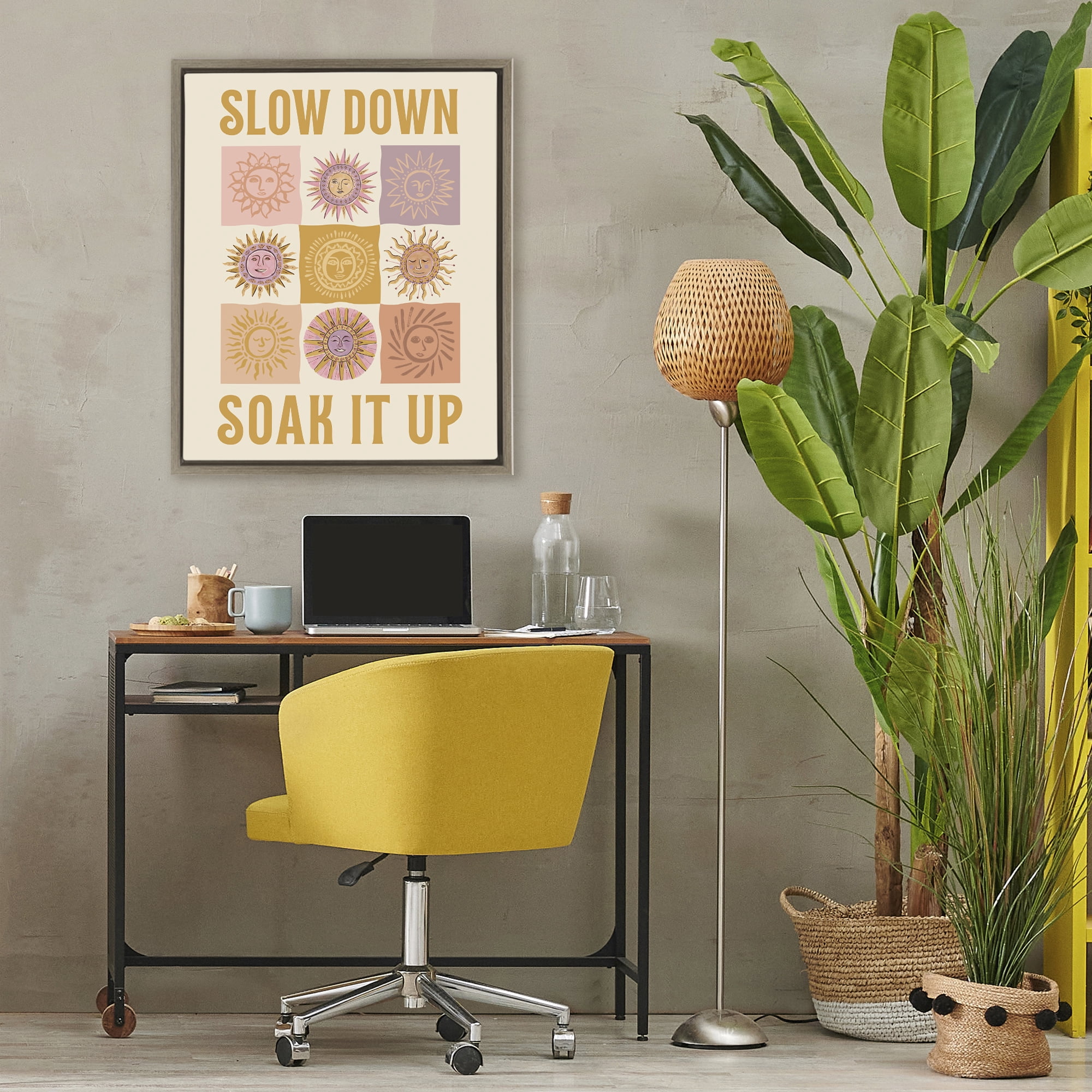 Stupell Industries Slow Down Soak It Up Brown Framed Floater Canvas Wall Art, design by Two If By Sea Studios