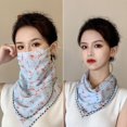 thumbnail image 2 of Women Sun Protection Veil Triangle Print Scarf UV Protection Breathable Mask, 2 of 8