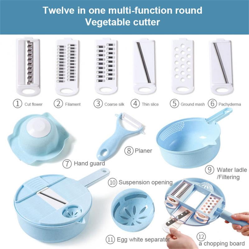 Manual Vegetable Chopper Multifunctional Shredder 12 In 1 1 Set