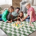 thumbnail image 2 of Area Rugs for Bedroom Living Room,4x6 Green and White Fluffy Soft Checkered Rug Fuzzy Shag Shaggy Carpet, Indoor Plush Floor Rugs for Kids Boys Girls Teen Dorm Nursery Home Decor, 2 of 14