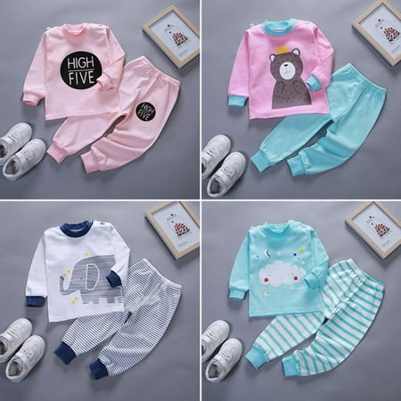 

Forzero Autumn Spring Baby Boy Girl Cotton Clothes Set Cartoon Print Pattern Sweatshirt Tops+Pants Trousers Sleepwear Set