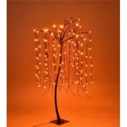 Queens of Christmas LED-WLLW-04-LOR 4 ft. LED Halloween Willow Christmas Trees, Orange