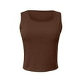 thumbnail image 5 of RYRJJ Women's Summer Square Neck Tank Tops Workout Cropped Ribbed Summer Camisole Slim Fitted Basic Sleeveless Shirts(Coffee,S), 5 of 6