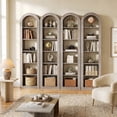 thumbnail image 5 of Fnova 74.8" Open Arch Bookcase, 6-Tier Display Storage Shelf, Space-Saving Farmhouse Bookshelf for Living Room, Bedroom, Home Office, Grey, 5 of 9