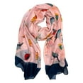 thumbnail image 4 of Peach Couture Cute Vintage Lightweight Graphic Finch Bird Print Scarf, 4 of 10