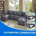 thumbnail image 4 of Dextrus Configurable Sectional Sofa with Adjustable Armrests, 6-seater Convertible Sofa Bed, Blue Gray, 4 of 8