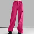 thumbnail image 4 of Annhoo Cargo Pants for Women Drawstring High Waist Wide Leg Trousers Casual Loose Hiking Pants with Multi Pockets, 4 of 6