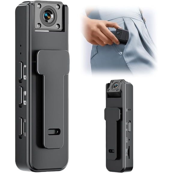 Mini Body Camera 1080P Police Body Camera with Audio and Video, Portable Body Worn Cam Loop Storage Body Cam Wearable Camcorder for Hiking,Walking,Cycling,Traveling