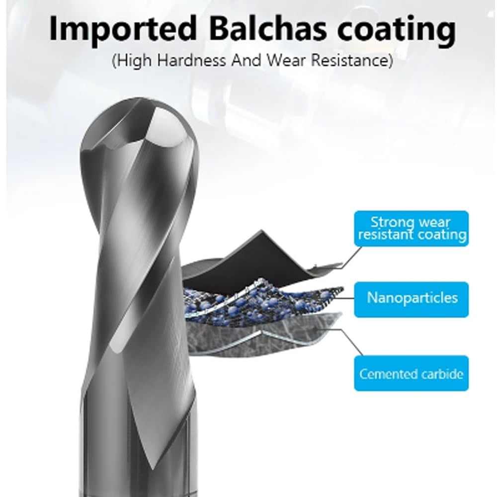 Gamvdout HRC70 Ball End Mill Tungsten Carbide Cutter CNC Router Bit Machine Milling Tool R0.5mm-10mm 2 Flute Router Bit Metal Tools