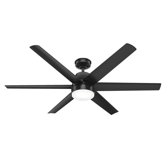Restored Hunter Fan 60 inch Casual Matte Black Finish Outdoor Ceiling Fan With LED Light Kit and 6 Blades (Refurbished)