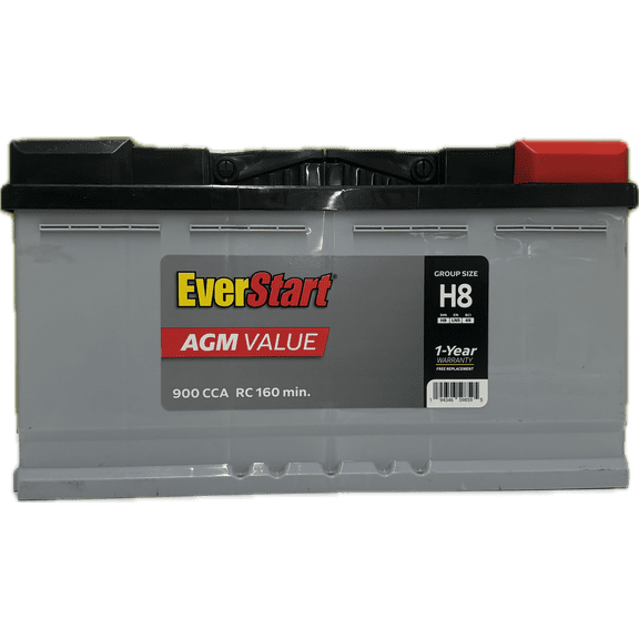EverStart AGM Value Lead Acid 12 Volt Automotive Battery, Group Size H8, 12V, 900 CCA